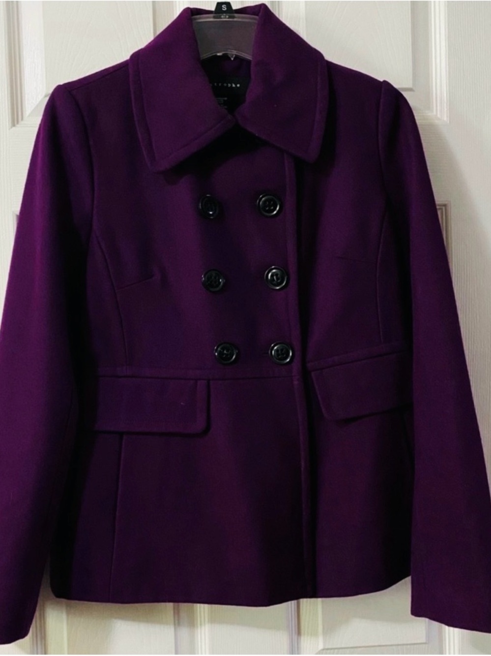 Apostrophe Pea Coat in Plum Purple - size S